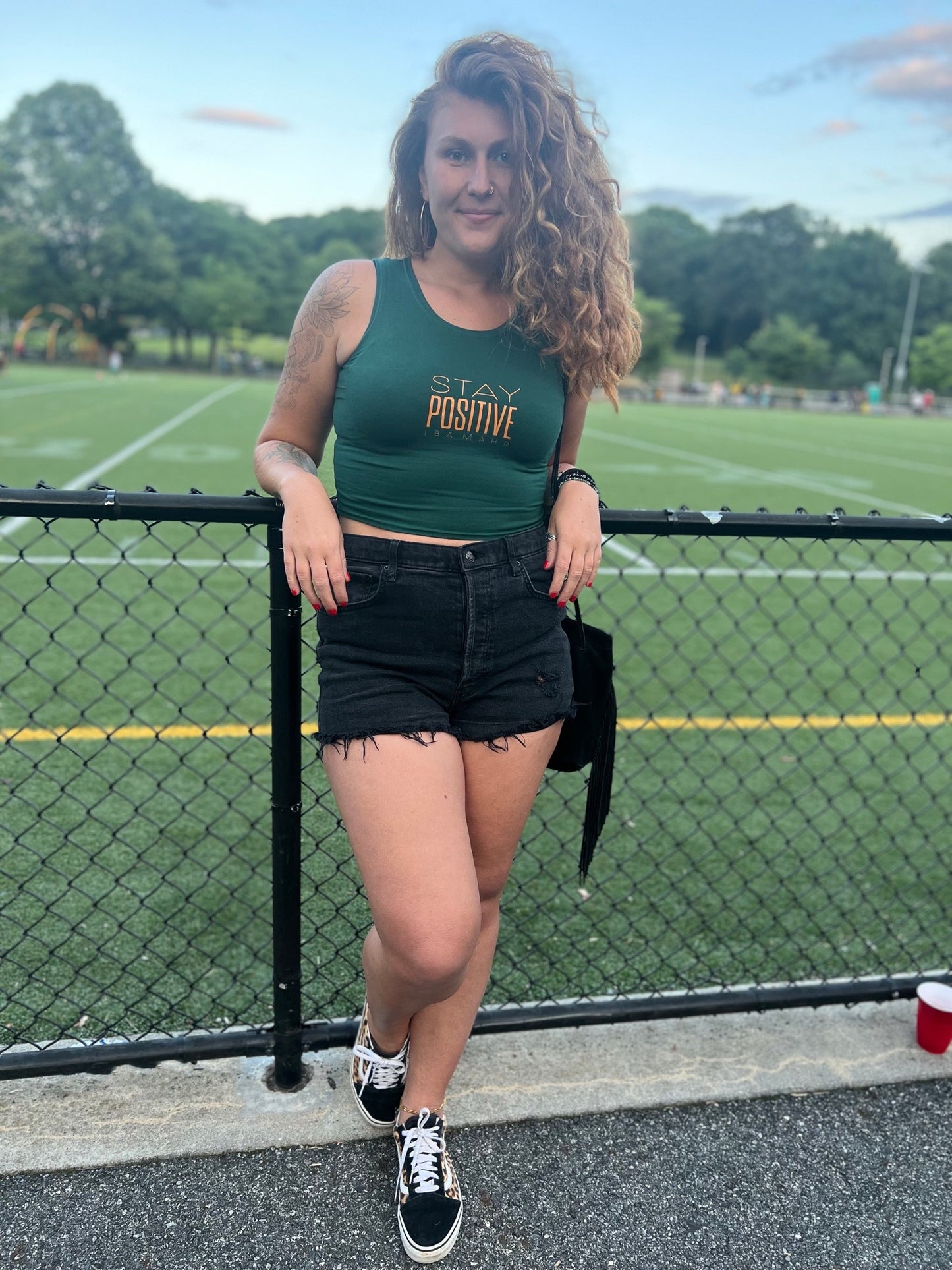 Stay Positive Emerald Crop