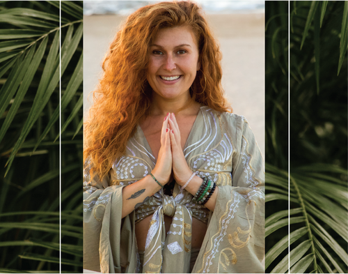 Portrait of Rebecca, a smiling yoga teacher