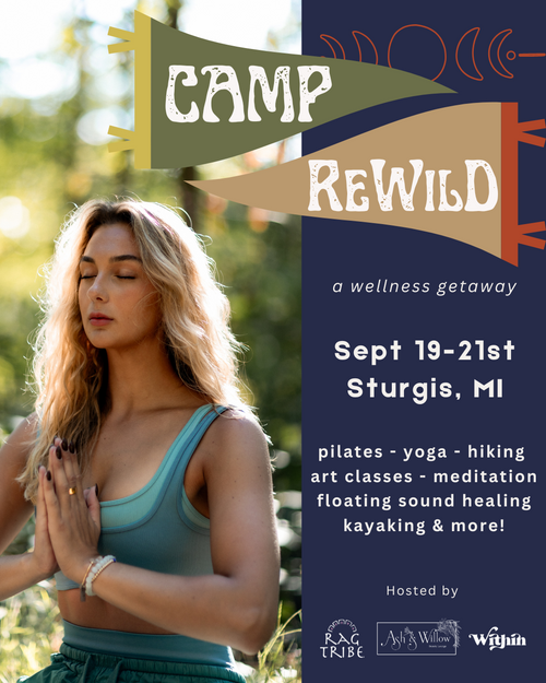 Advertisement for Ragtribe's Camp Rewild event.