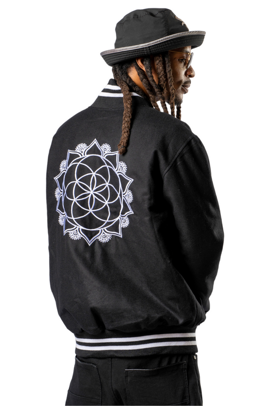 Load image into Gallery viewer, The Sacred Evolution Varsity Jacket - Ragtribe Ethical Clothing &amp;amp; Productions, LLC
